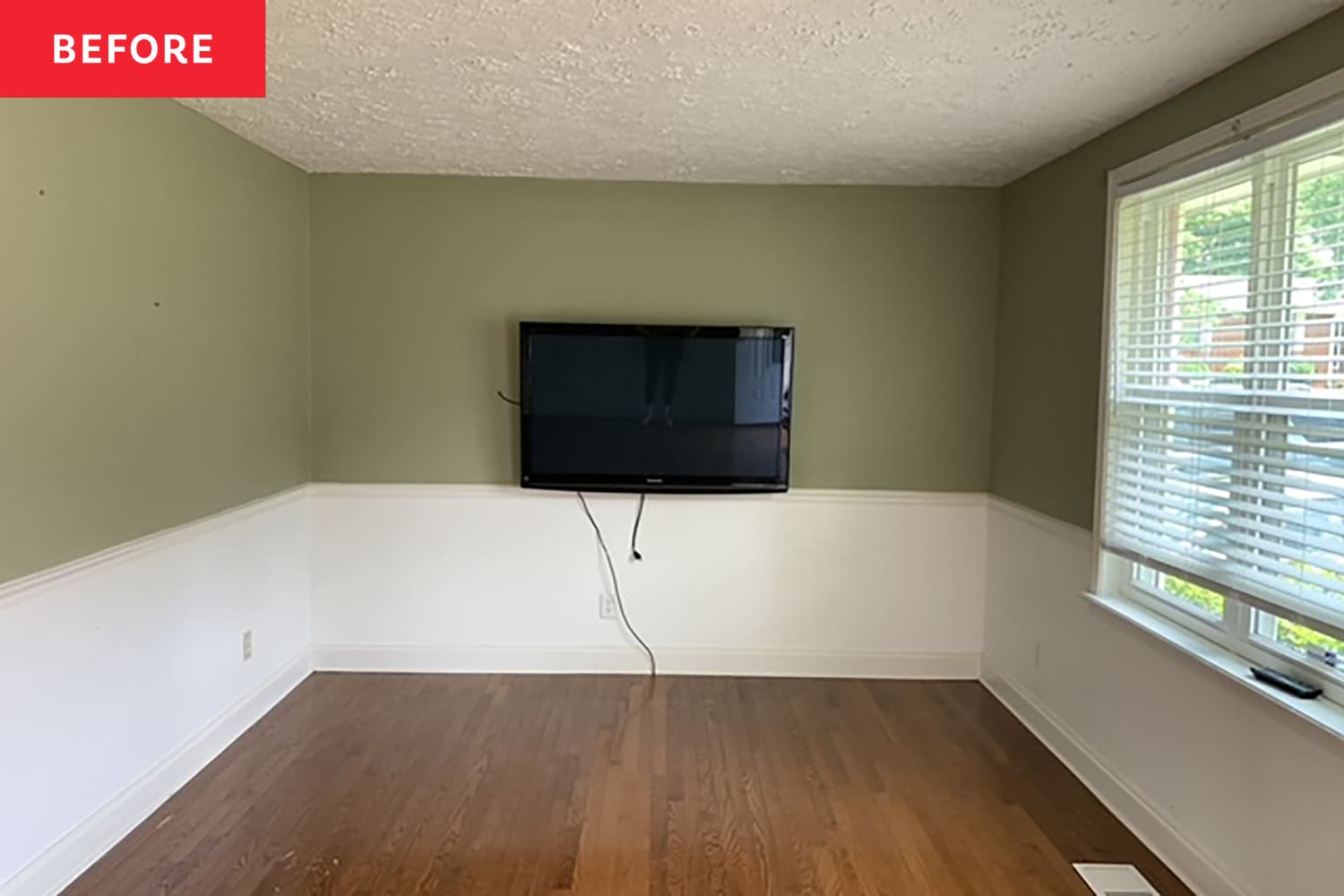 Before and after living room transformation showing dramatic results from weekend deep cleaning checklist
