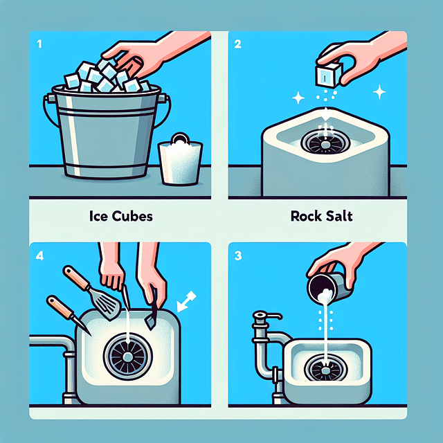 ice cubes and rock salt in garbage disposal