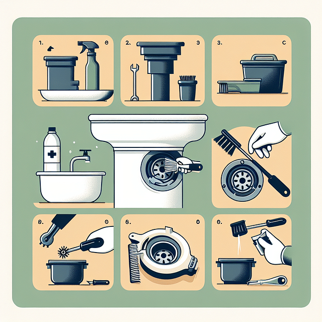 scrubbing inside of garbage disposal with brush