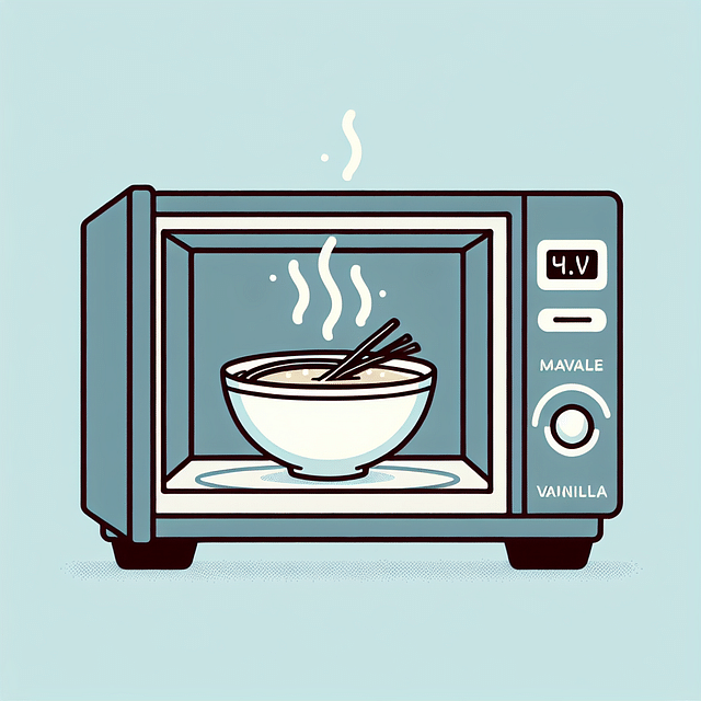 steaming bowl of vanilla water mixture inside a microwave