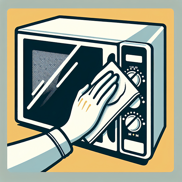 hand wiping the inside of a microwave with a cloth