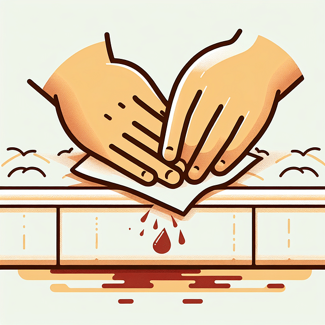 hands pressing an absorbent cloth onto a mattress stain