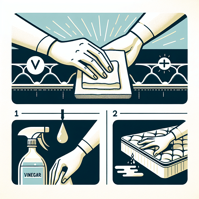 hand blotting a mattress with a dry cloth after applying vinegar solution