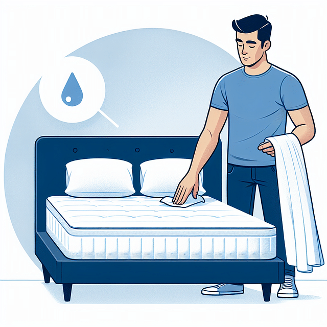 person inspecting a clean mattress and placing a waterproof protector on it