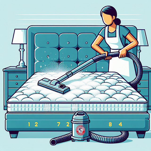 vacuum cleaner removing baking soda from a mattress