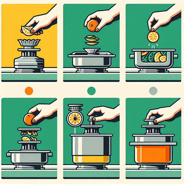 citrus peels being ground in a garbage disposal