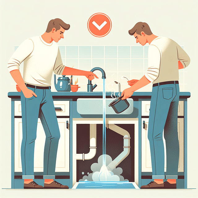 flushing kitchen sink drain with hot water