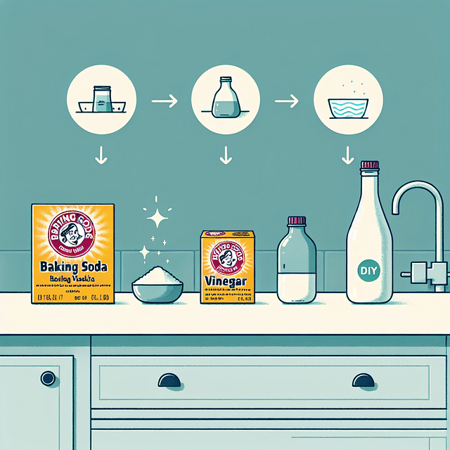 baking soda and vinegar on kitchen countertop
