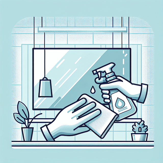 spraying eco-friendly cleaner onto a cloth with a flat screen TV in the background