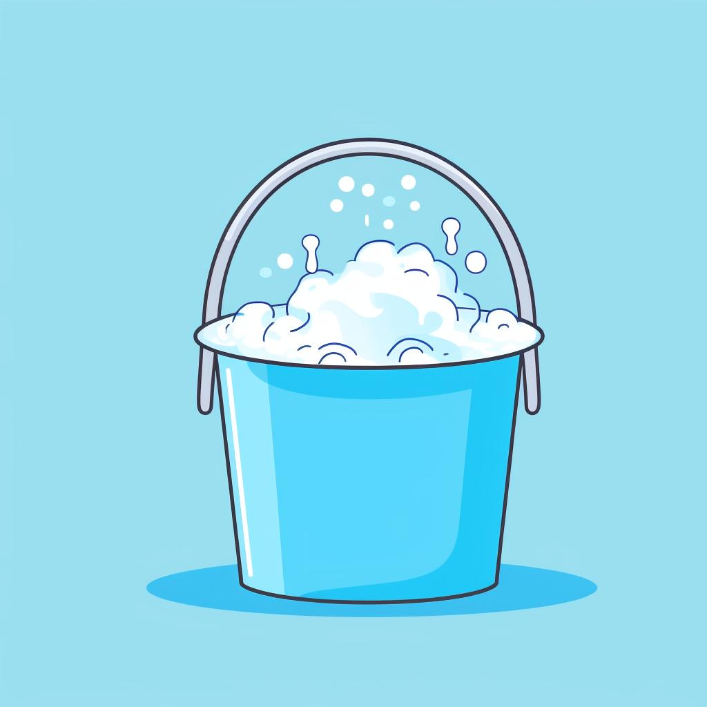 A bucket filled with a cleaning solution