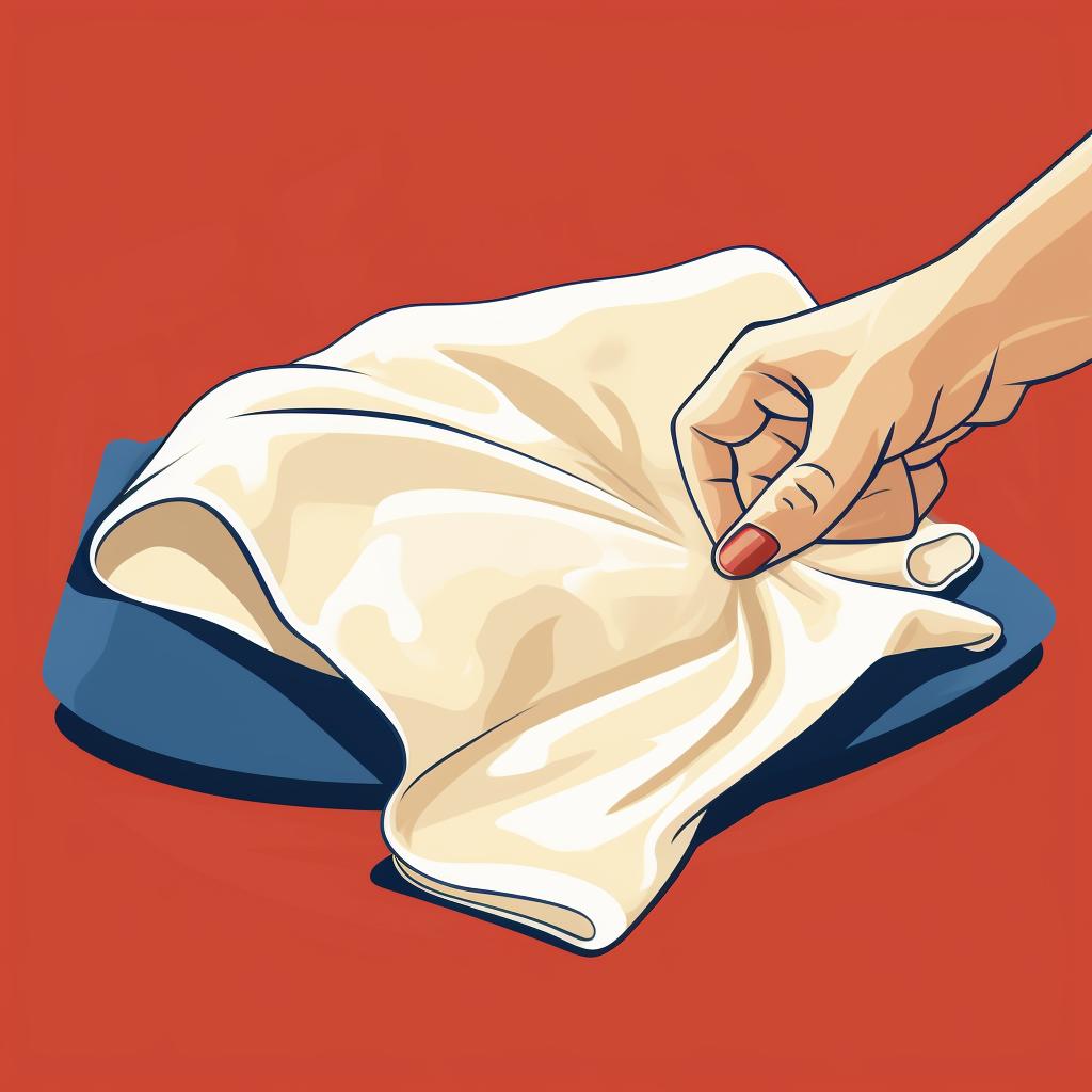 A clean cloth rinsing the area followed by a towel blotting the area dry.