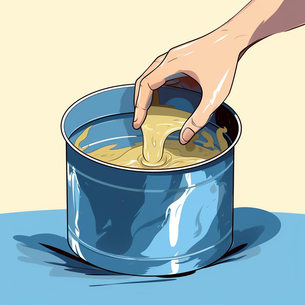 Person scraping grease into a bucket