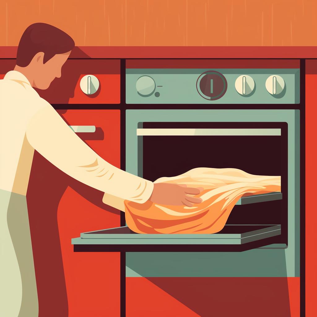 Hand wiping down the oven door with a cloth