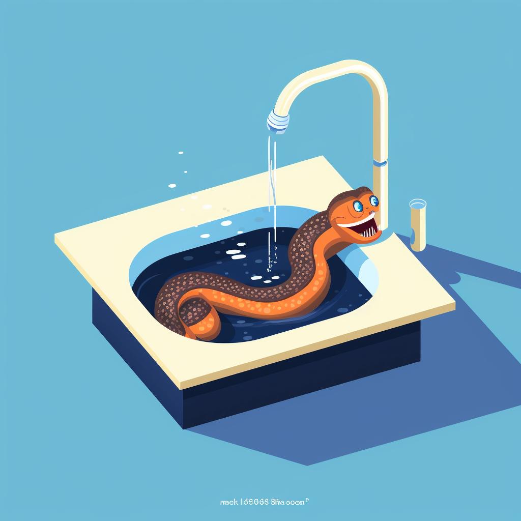 Drain snake being inserted into a bathroom sink drain.