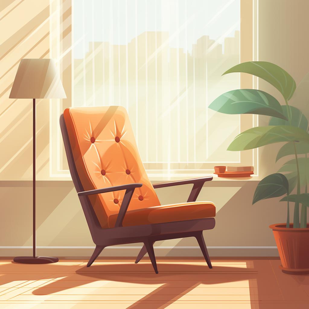 A leather chair positioned away from a window with bright sunlight.