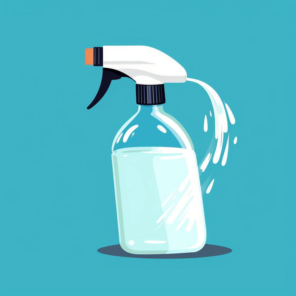 A spray bottle being filled with white vinegar.