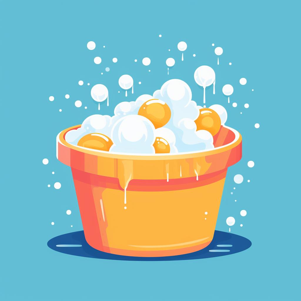 A bucket filled with soapy water